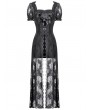 Dark in love Black Gothic Faux Two-Piece Lace Velvet Rose Maxi Dress