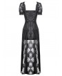 Dark in love Black Gothic Faux Two-Piece Lace Velvet Rose Maxi Dress