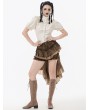 Dark in love Ivory Vintage Short Puff Sleeve Button Blouse for Women