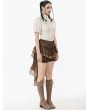 Dark in love Ivory Vintage Short Puff Sleeve Button Blouse for Women