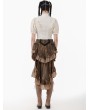 Dark in love Ivory Vintage Short Puff Sleeve Button Blouse for Women