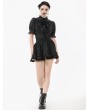 Dark in love Black Gothic Women's Short Sleeve Blouse with Detachable Cravat