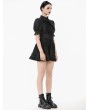 Dark in love Black Gothic Women's Short Sleeve Blouse with Detachable Cravat