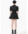 Dark in love Black Gothic Women's Short Sleeve Blouse with Detachable Cravat