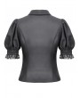 Dark in love Black Gothic Women's Short Sleeve Blouse with Detachable Cravat