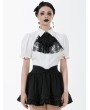 Dark in love White Gothic Victorian Black Lace Cravat Blouse for Women