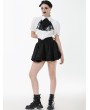 Dark in love White Gothic Victorian Black Lace Cravat Blouse for Women