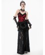 Dark in love Black Gothic Velvet Sheer Lace Panelled Long Fishtail Skirt