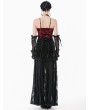 Dark in love Black Gothic Velvet Sheer Lace Panelled Long Fishtail Skirt