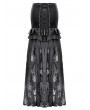 Dark in love Black Gothic Velvet Sheer Lace Panelled Long Fishtail Skirt