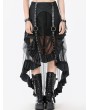 Dark in love Black Gothic Metal Eyelet Punk Mesh Tail Skirt with Pockets