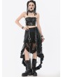 Dark in love Black Gothic Metal Eyelet Punk Mesh Tail Skirt with Pockets