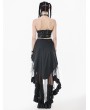 Dark in love Black Gothic Metal Eyelet Punk Mesh Tail Skirt with Pockets