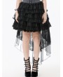 Dark in love Black Gothic Layered Ruffled Lace High-Low Skirt