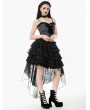 Dark in love Black Gothic Layered Ruffled Lace High-Low Skirt
