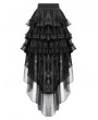 Dark in love Black Gothic Layered Ruffled Lace High-Low Skirt