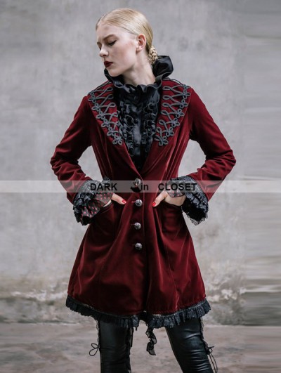 Devil Fashion Wine Red Vintage Gothic Jacket for Women - DarkinCloset.com