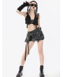 Dark in love Black Gothic Punk Grommet Straps Star Studded Asymmetric Skirt