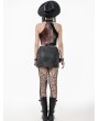Dark in love Black Gothic Punk Grommet Straps Star Studded Asymmetric Skirt