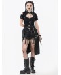 Dark in love Black Gothic Rebel Punk Chain Skirt with Detachable Belt