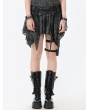 Dark in love Black and Grey Gothic Shattered Butterfly Punk Irregular Short Skirt