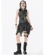 Dark in love Black and Grey Gothic Shattered Butterfly Punk Irregular Short Skirt