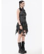 Dark in love Black and Grey Gothic Shattered Butterfly Punk Irregular Short Skirt