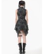 Dark in love Black and Grey Gothic Shattered Butterfly Punk Irregular Short Skirt