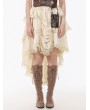 Dark in love Ivory Vintage Steampunk Gothic Ruffled Layered High-Low Skirt