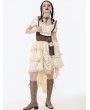 Dark in love Ivory Vintage Steampunk Gothic Ruffled Layered High-Low Skirt