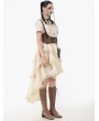 Dark in love Ivory Vintage Steampunk Gothic Ruffled Layered High-Low Skirt
