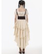 Dark in love Ivory Vintage Steampunk Gothic Ruffled Layered High-Low Skirt