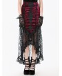 Dark in love Red Glossy Velvet Lace Trim High-Low Gothic Fishtail Skirt