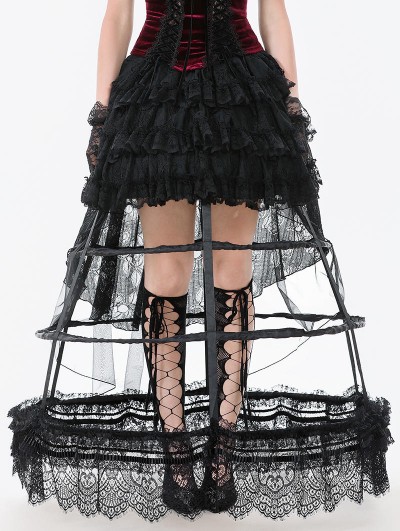 Dark in love Black Retro Gothic Multi-Layered Ruffled Lace Petticoat
