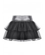 Dark in love Black Gothic Punk D-Ring Tie Up Mesh Layered Mini Skirt