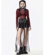 Dark in love Black Gothic Rebel Leather Spliced Mesh Slit Maxi Skirt