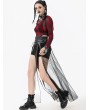 Dark in love Black Gothic Rebel Leather Spliced Mesh Slit Maxi Skirt