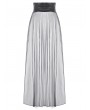 Dark in love Black Gothic Rebel Leather Spliced Mesh Slit Maxi Skirt