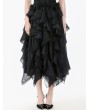 Dark in love Black Gothic Irregular Layered Fluffy Chiffon Lace Skirt