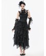 Dark in love Black Gothic Irregular Layered Fluffy Chiffon Lace Skirt