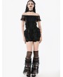 Dark in love Black Gothic Lolita Embroidered Lace Trimmed Lantern Shorts