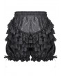 Dark in love Black Gothic Lolita Embroidered Lace Trimmed Lantern Shorts