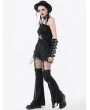 Dark in love Black Gothic Punk Convertible Shorts with Zipper Legs