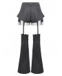 Dark in love Black Gothic Punk Convertible Shorts with Zipper Legs
