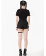 Dark in love Black Gothic Asymmetric Rivet Punk Shorts with Leg Strap