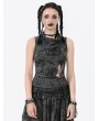 Dark in love Grey Gothic Punk Distressed Rebel Chic Sleeveless Top for Women