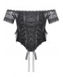 Dark in love Black Gothic Off-Shoulder Floral Lace Ruffled Top for Women