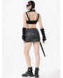 Dark in love Black Gothic Rebel Punk Halter Utility Crop Top for Women