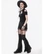 Dark in love Black Dark Metal Gothic Skull Cross Short Sleeve T-Shirt for Women