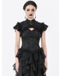 Dark in love Black Vintage Gothic Hollow Out Lace Trim Jacquard Top for Women